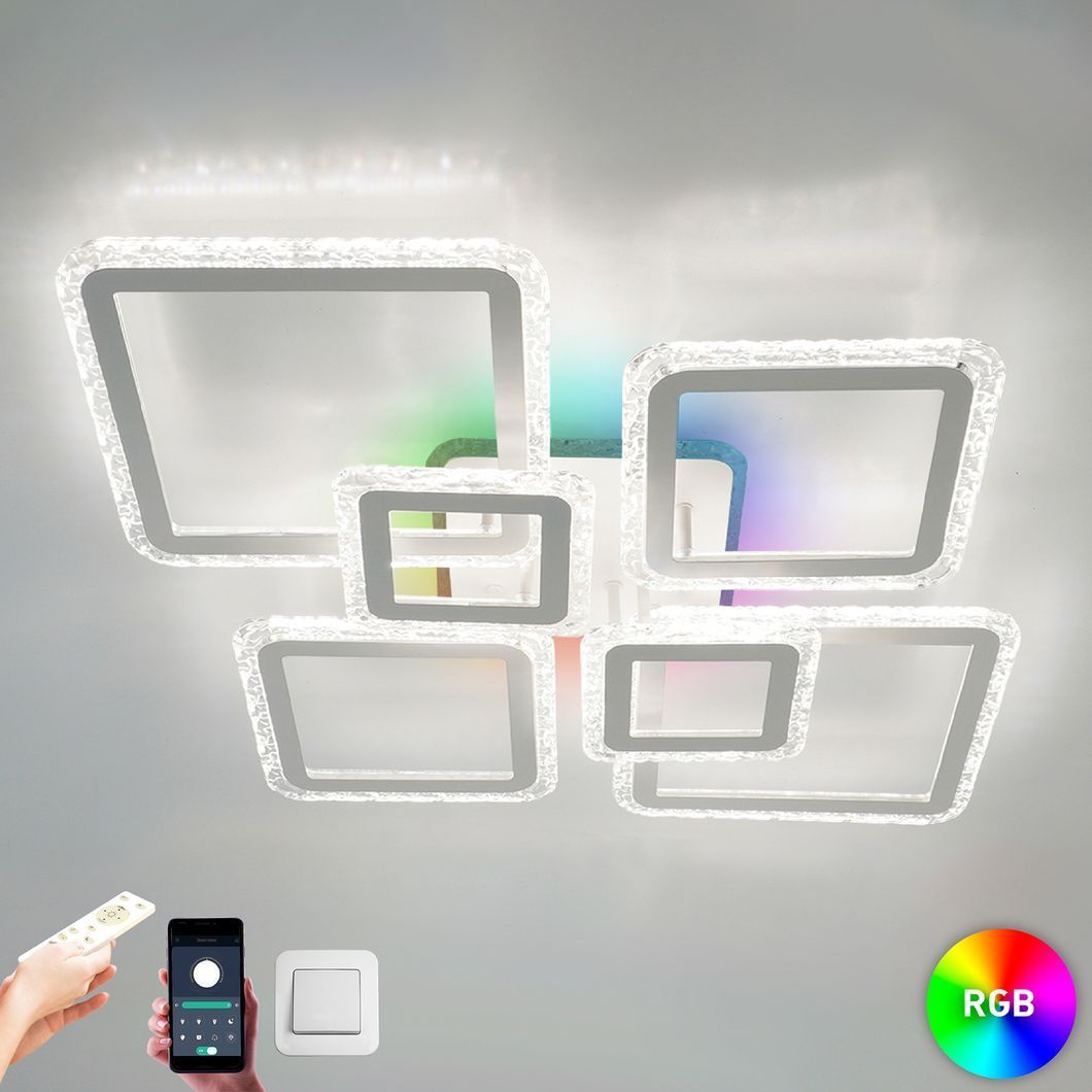 Смарт люстра управляемая светодиодная OVAL ICE RGB 7S 120 Вт SMART 960x750x110 мм Белая, Білий