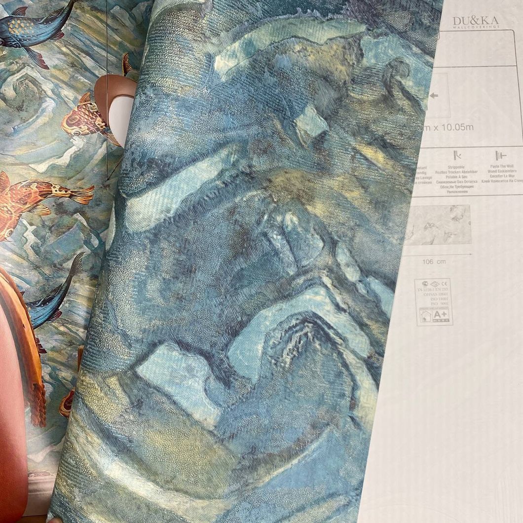 Обои виниловые на флизелиновой основе DUKA Koi Plain синий 1,06 х 10,05м (29989-4)