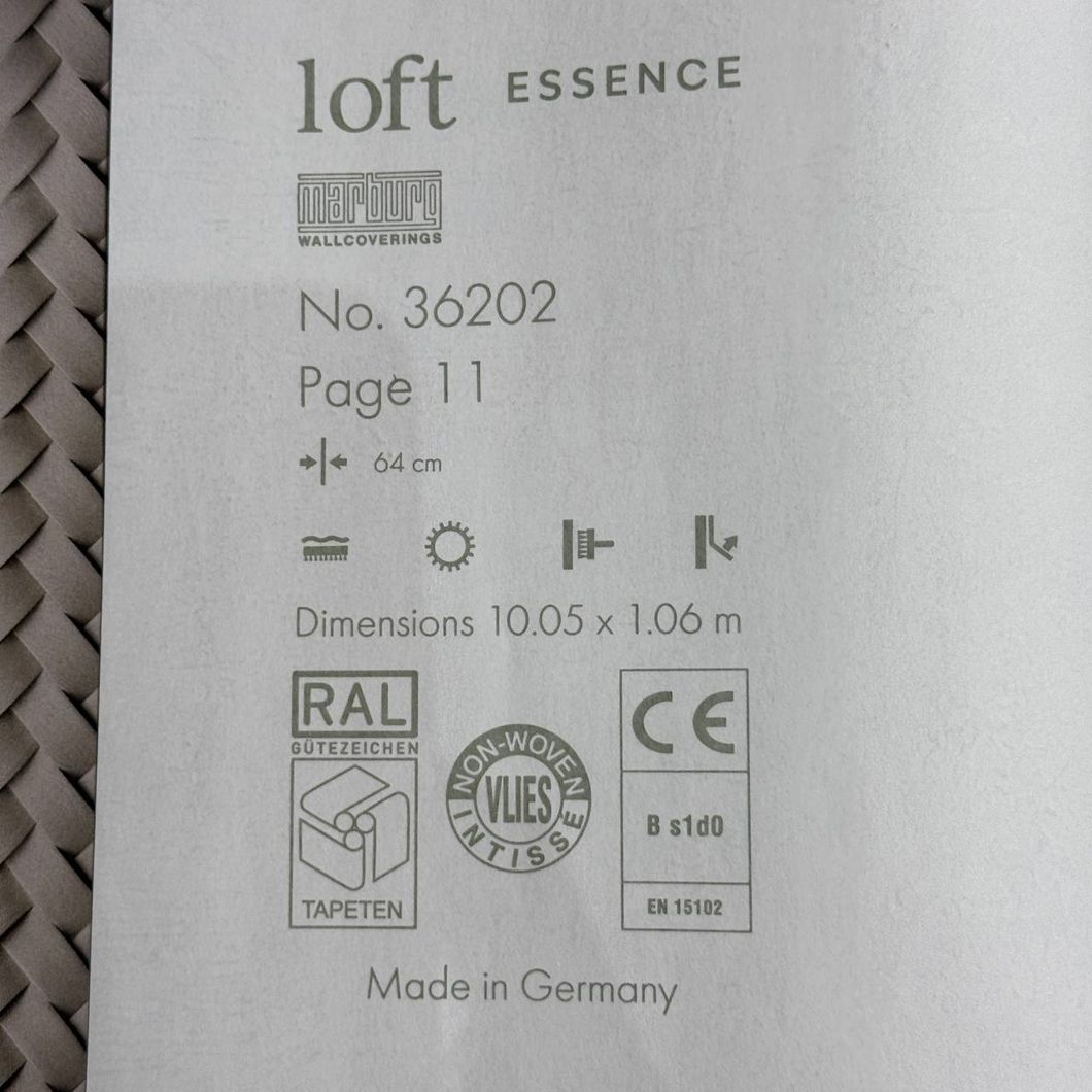 Шпалери вінілові на флізеліновій основі бежеві Marburg Loft 1,06 х 10,05м (36202)