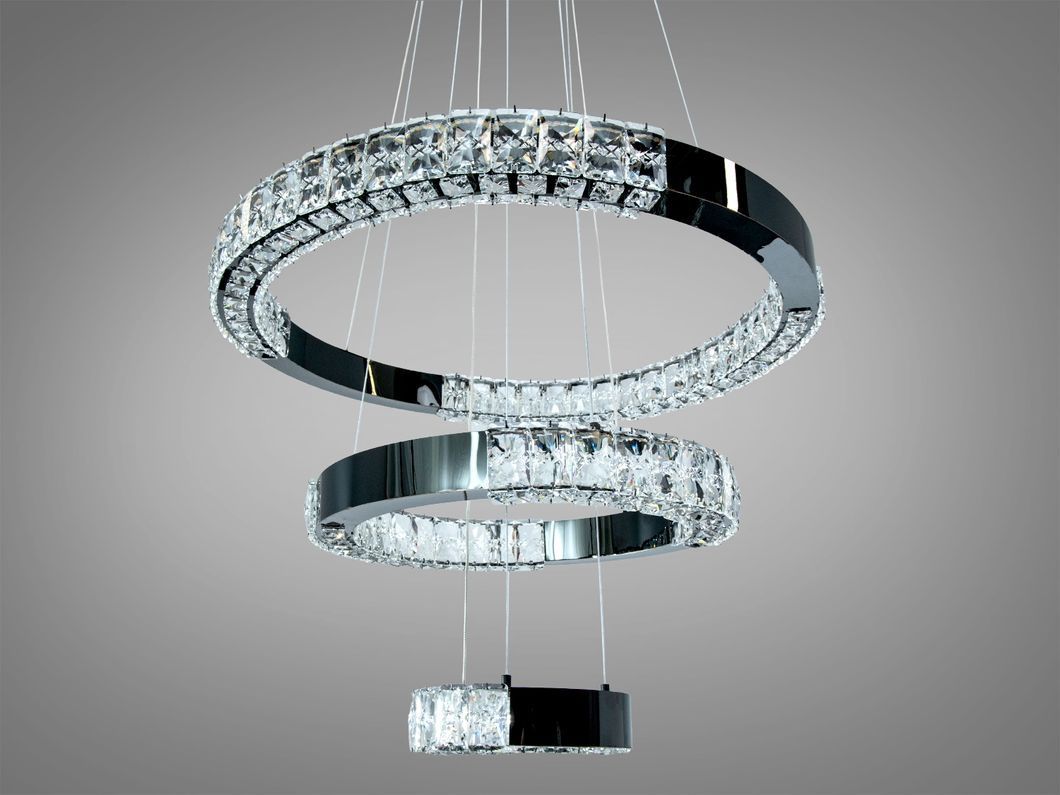 Подвесная LED люстра 2 кольца черный хром 54Вт