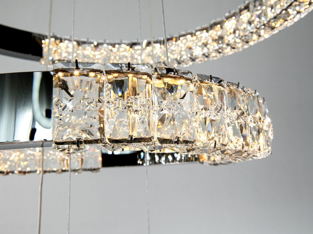 Подвесная LED люстра 2 кольца черный хром 54Вт