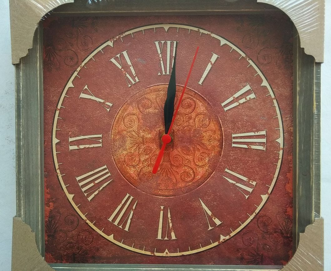 Годинник-картина без скла з дерев'яною рамкою 28 см х 28 см (3918 - F38)