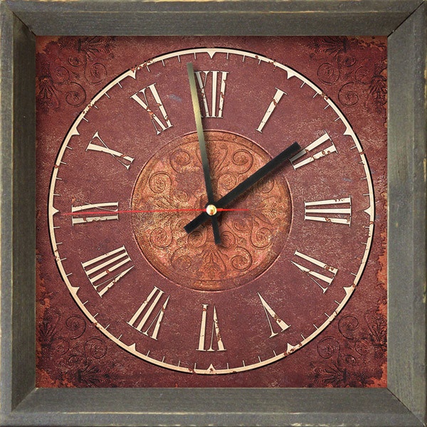 Годинник-картина без скла з дерев'яною рамкою 28 см х 28 см (3918 - F38)