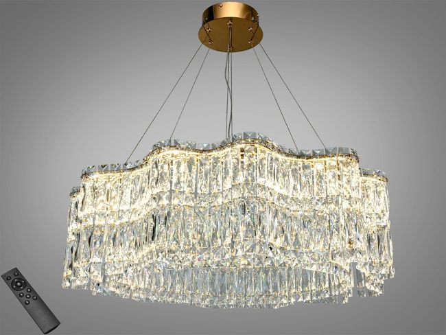 Підвісна кришталева люстра LED золото 125 Вт пульт
