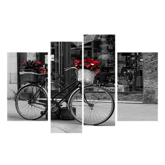 Картина модульна 4 частини Велосипед з квітами 80 х 120 см (8330-G-159)