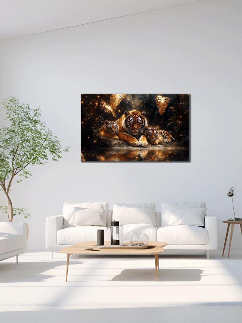 Картина на холсте МАKO " Семья тигров " 60x100 см MK10549