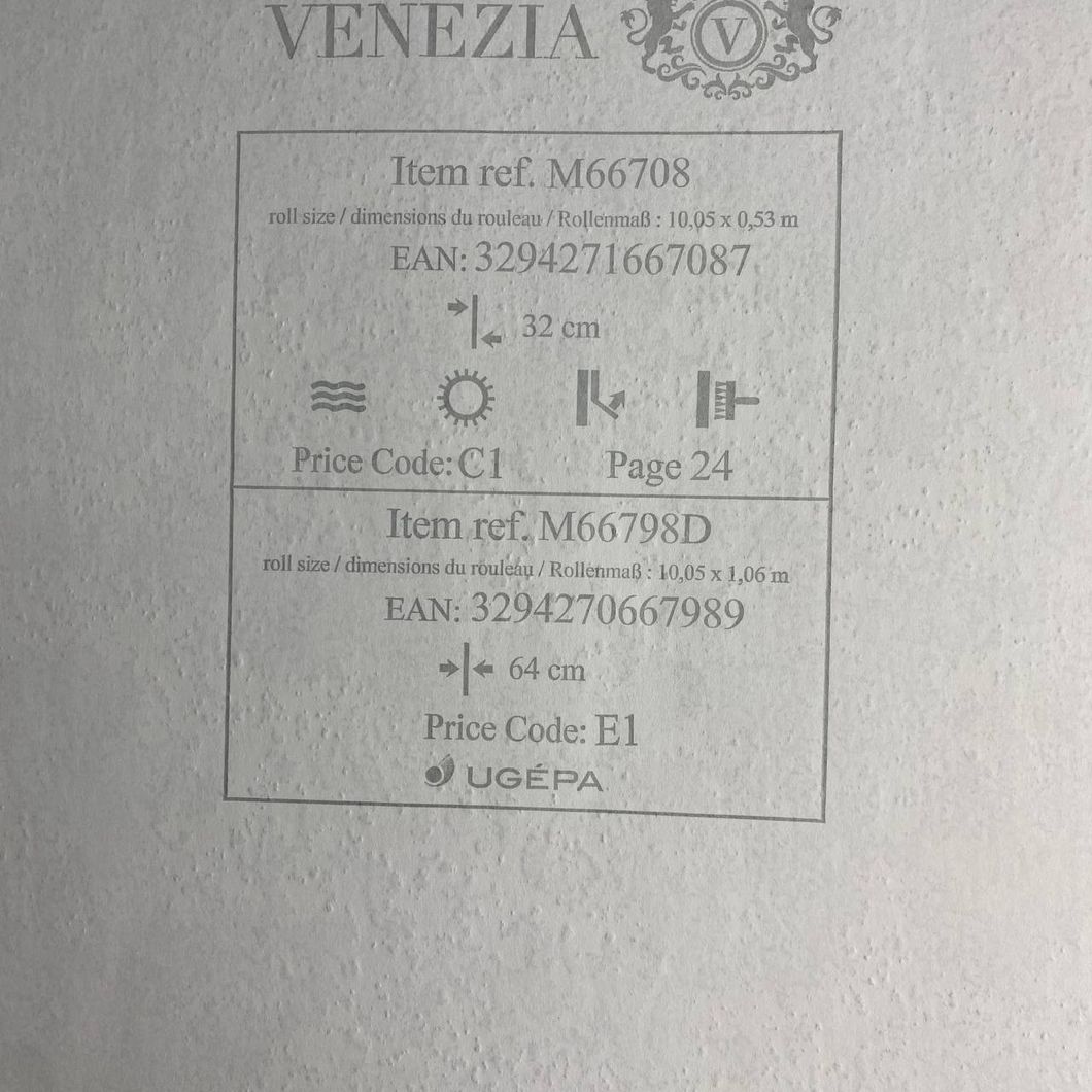 Шпалери вінілові на флізеліновій основі Бронза UGEPA Venezia 1,06 х 10,05м (M66798D)