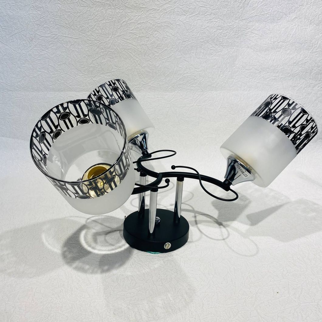 Люстра 3 лампы, белые в гостиную, спальню стекло в классическом стиле ХРОМ (DA5055/3B), Черный, Чорный-хром