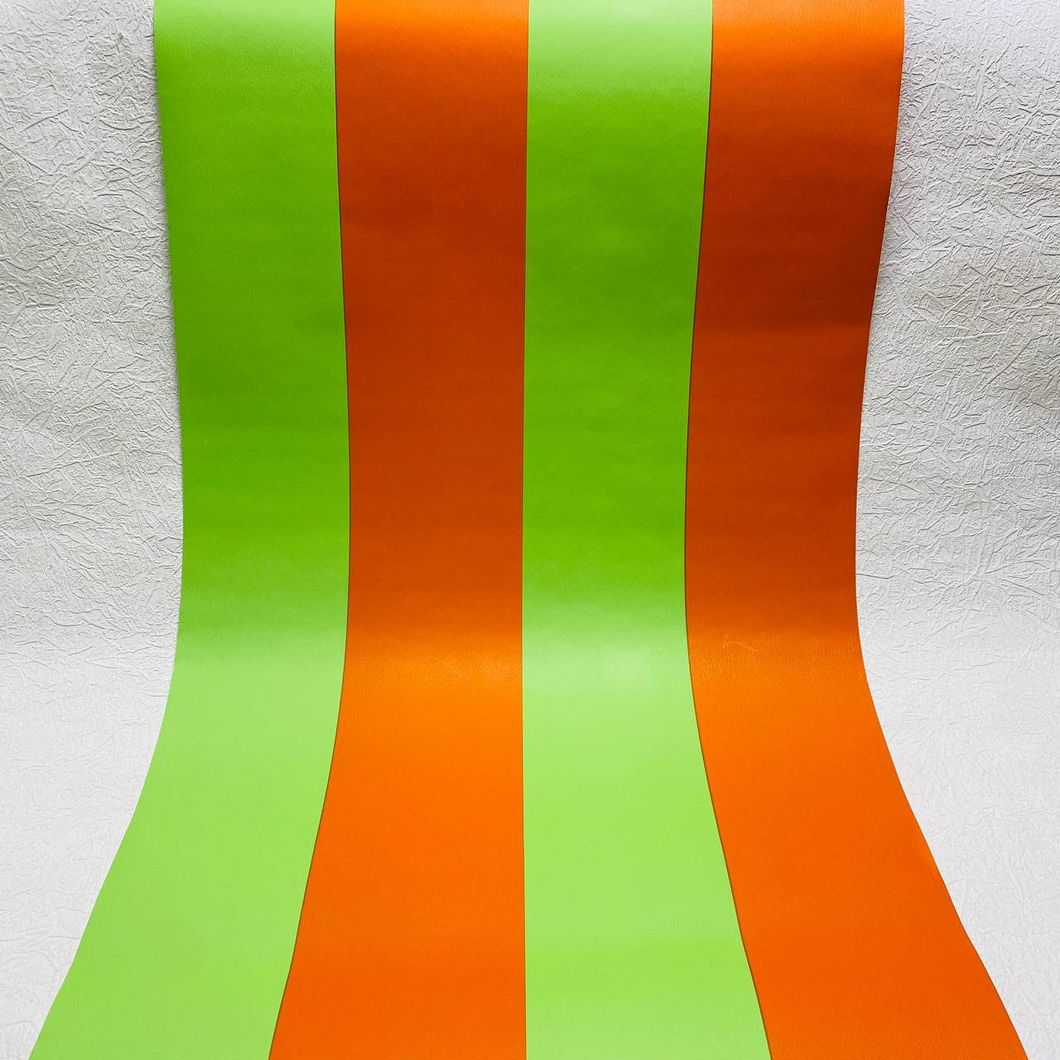 Шпалери паперові VIP широка смуга, помаранчевий з зеленим 0,53 х 10,05м (41217)