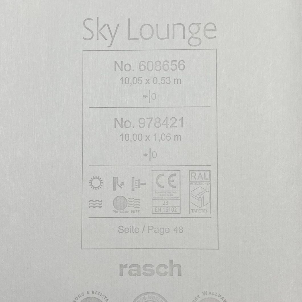 Шпалери вінілові на флізеліновій основі бежевий Rasch Sky Lounge 1,06 х 10,05м (978421)