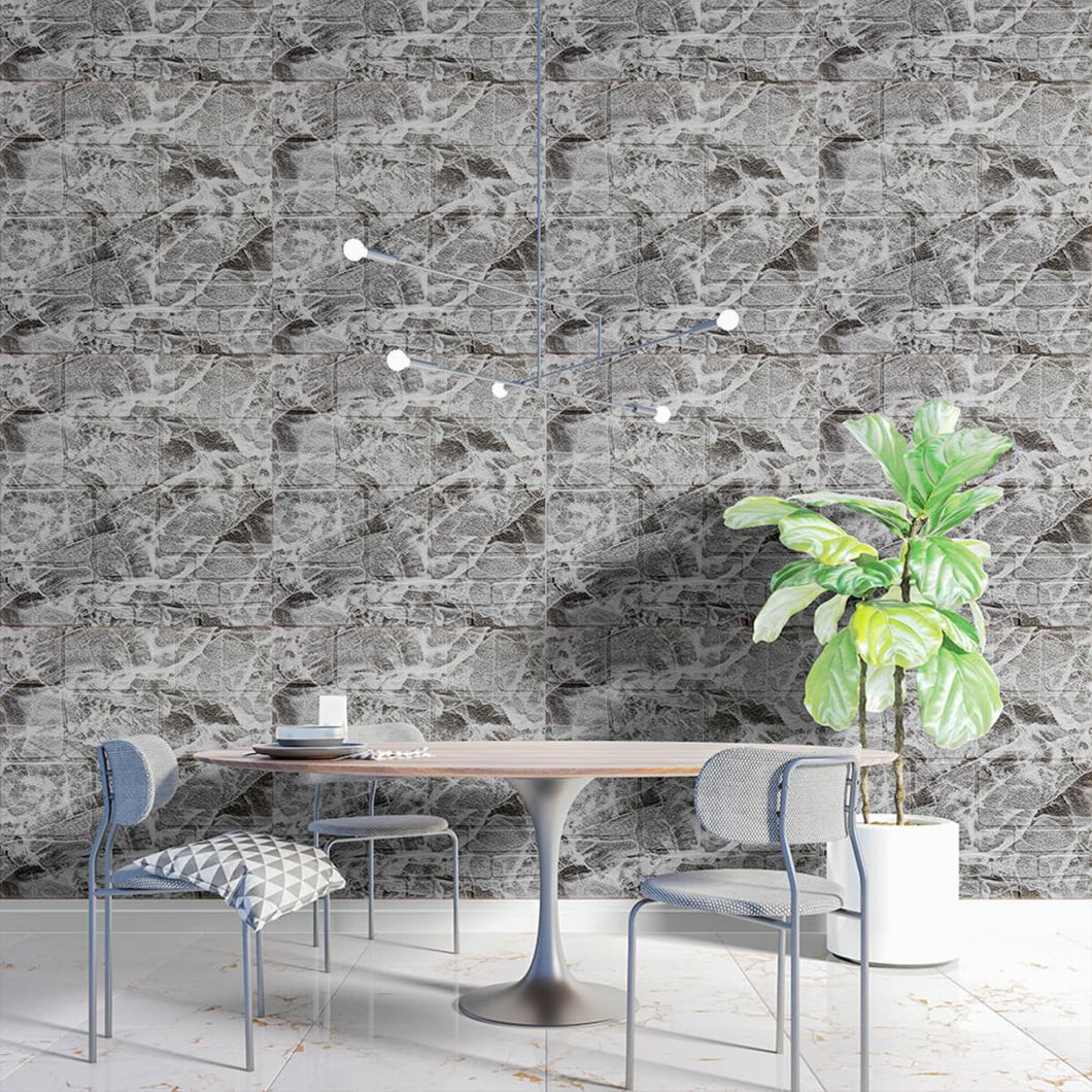 Панель стеновая самоклеящаяся декоративная 3D камень Серый мрамор 700х700х7мм (154), Серый, Серый