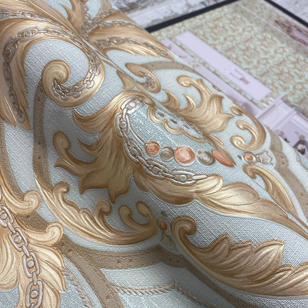 Обои виниловые на флизелиновой основе мятный AdaWall SEYYAH 1,06 х 10,05м (1308-4)