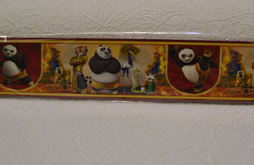 Бордюри для шпалер дитячі Панда кунг-фу ширина 5.5 см (104937), Разные цвета, Різні кольора