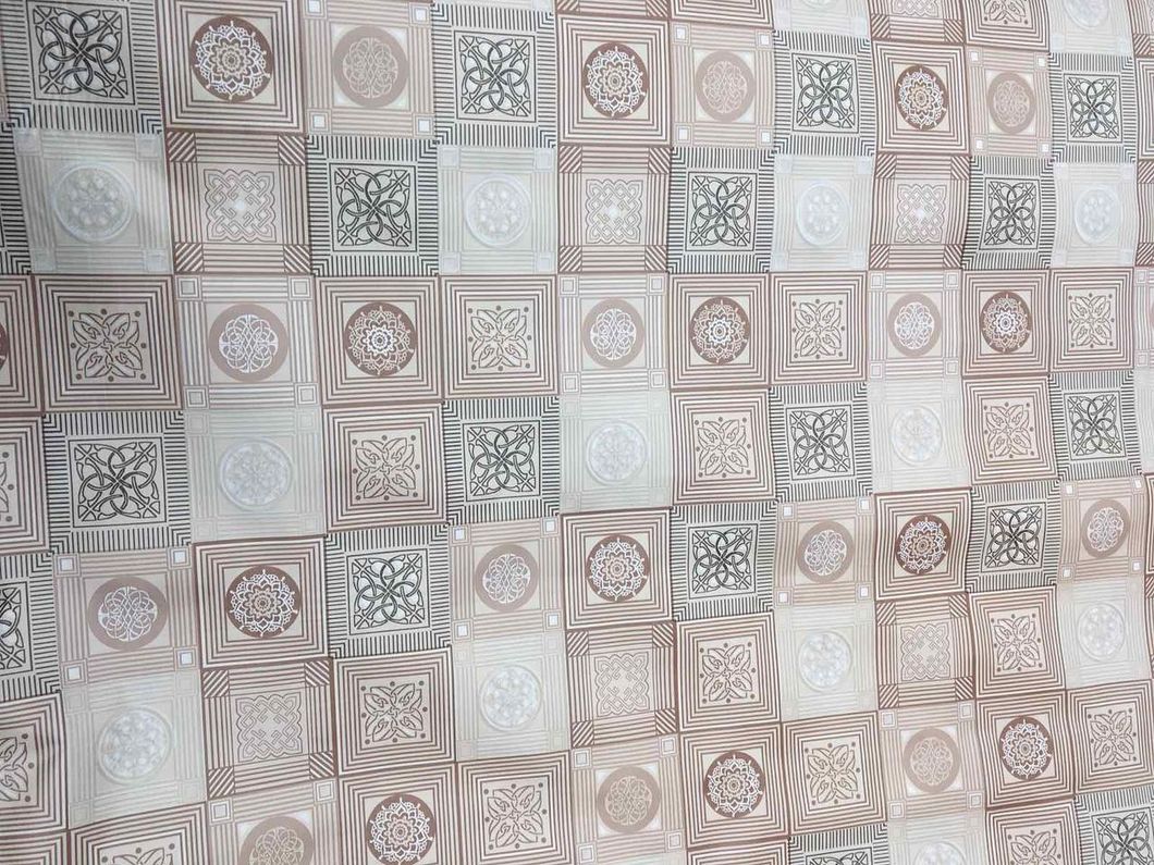 Клеенка на стол ПВХ на нетканной основе Мозаика орнамент бежевый 1,37 х 1м (100-166), Бежевый, Бежевый