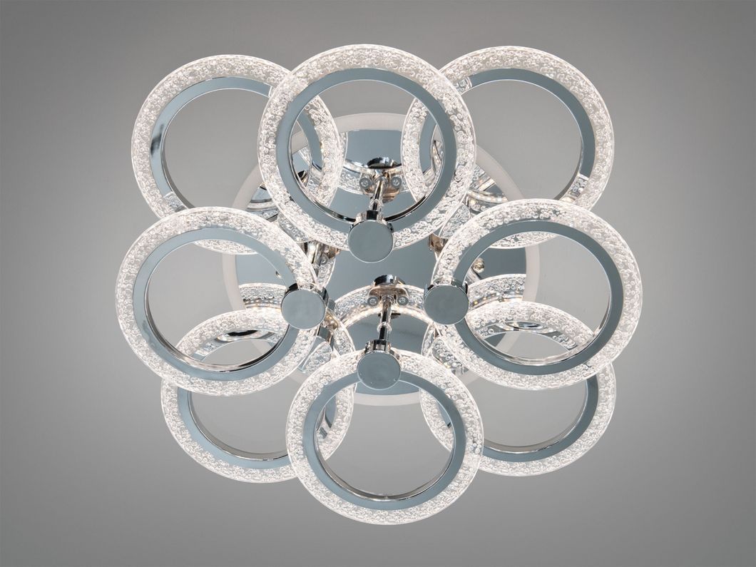 Люстра потолочная LED Diasha хром 8 колец 92Вт
