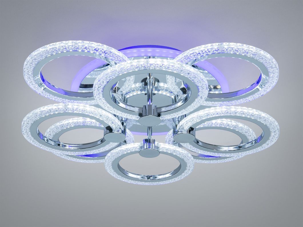 Люстра потолочная LED Diasha хром 8 колец 92Вт
