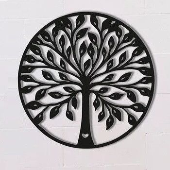 Панно картина з дерева декор на стіну Дерево життя чорна 0,34 х 0,34м (300-Spn62)