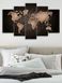 Модульная картина на стену в гостиной/спальне "Карта мира с коричневым узором" 5 частей 80 x 140 см (MK50231)