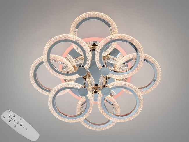 Люстра стельова LED Diasha хром 8 кілець 92Вт