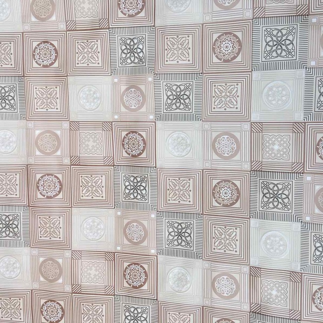 Клеенка на стол ПВХ на нетканной основе Мозаика орнамент бежевый 1,37 х 1м (100-166), Бежевый, Бежевый