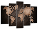 Модульная картина на стену в гостиной/спальне "Карта мира с коричневым узором" 5 частей 80 x 140 см (MK50231)