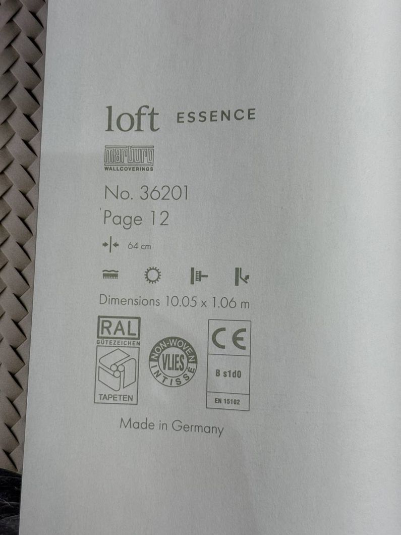 Шпалери вінілові на флізеліновій основі бежеві Marburg Loft 1,06 х 10,05м (36201)