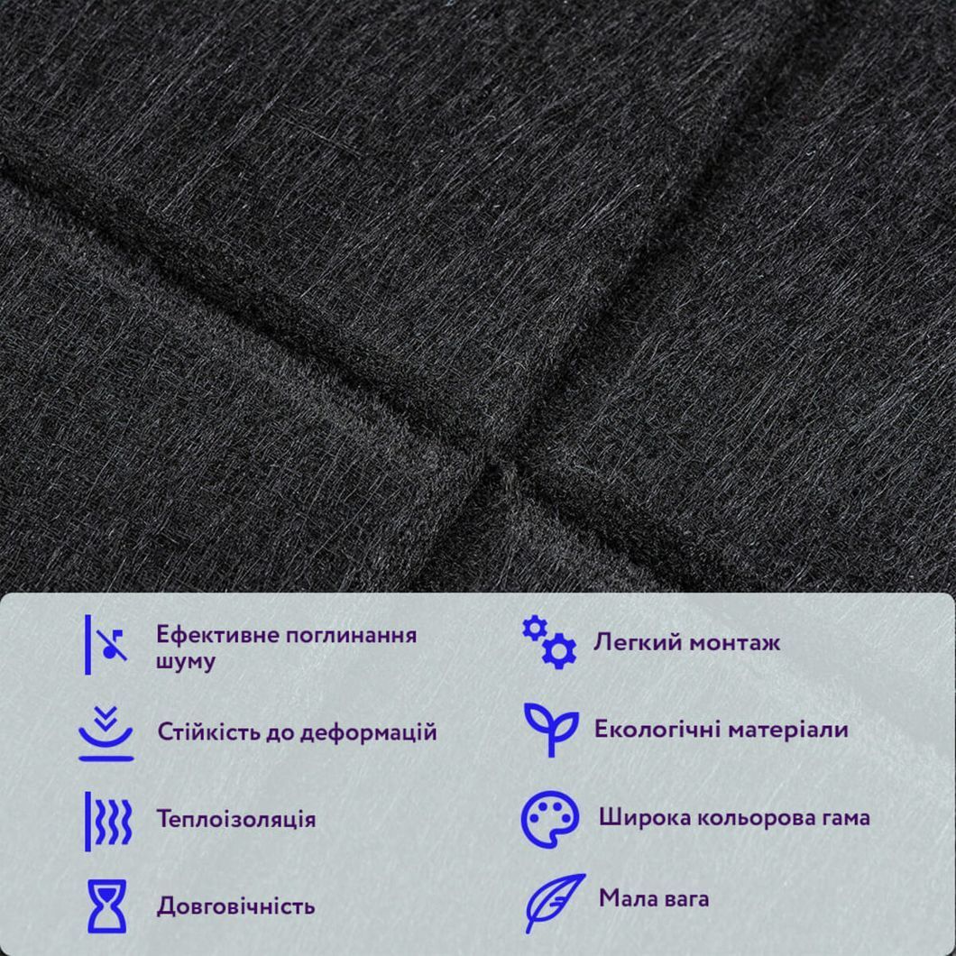 Звукоизоляционная панель 300х300х9мм Чёрная SW-00002700, Черный