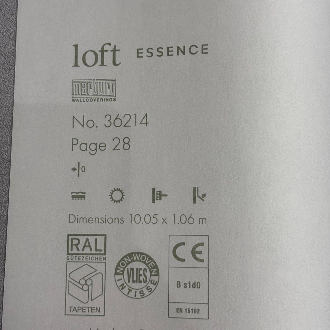 Шпалери вінілові на флізеліновій основі сірі Marburg Loft 1,06 х 10,05м (36214)