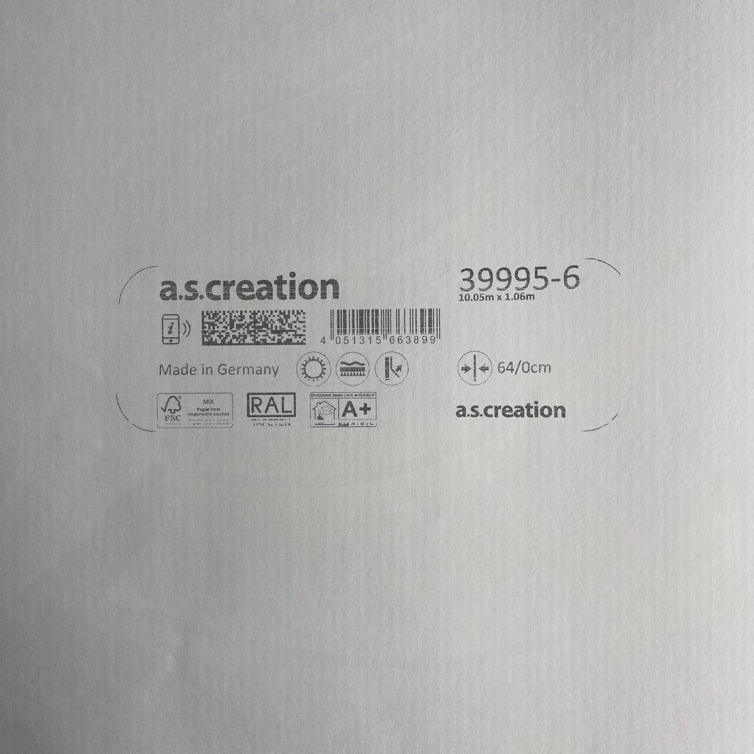 Обои виниловые на флизелиновой основе AS Creation Deluxe светло-серый 1,06 х 10,05м (39995-6)
