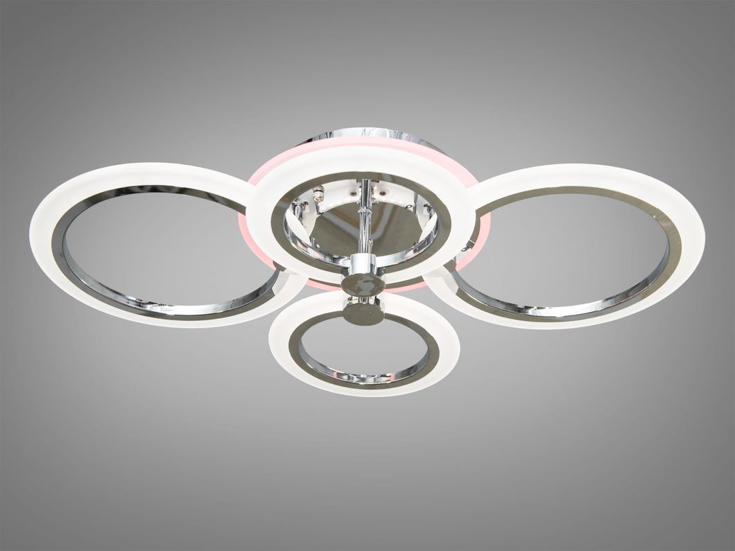 LED-люстра с диммером и цветной подсветкой, цвет хром, 80W