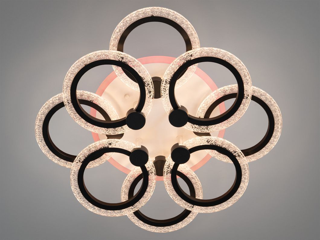 Потолочная люстра Diasha черная LED 92W 8 колец