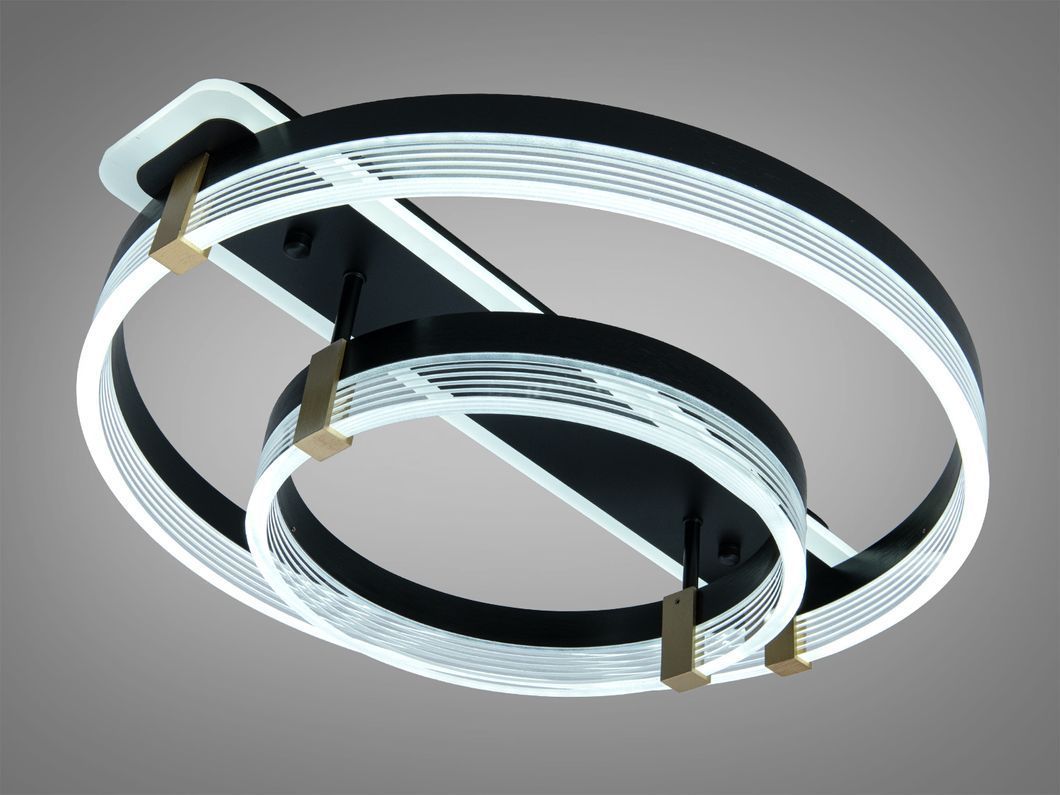 Стельова LED люстра біла 58W два кільця димер ПДУ