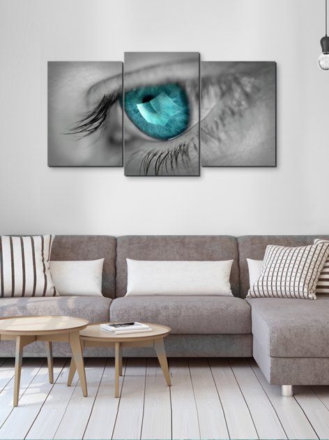 Модульна картина у вітальню / спальню для інтер'єру "Музика в її очах" 3 частини 53 x 100 см (MK30248_E)