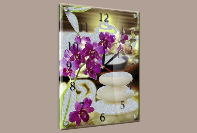 Часы-картина под стеклом Орхидея 30 см x 40 см (3820 - А281)