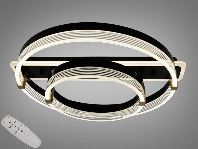 Стельова LED люстра біла 58W два кільця димер ПДУ