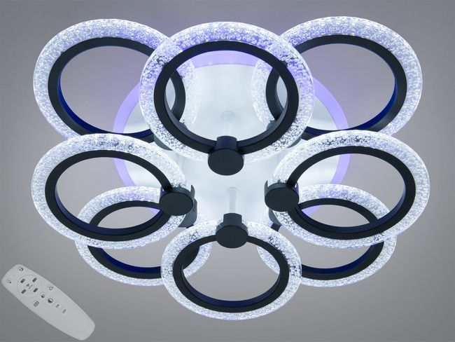 Стельова люстра Diasha чорна LED 92W 8 кілець