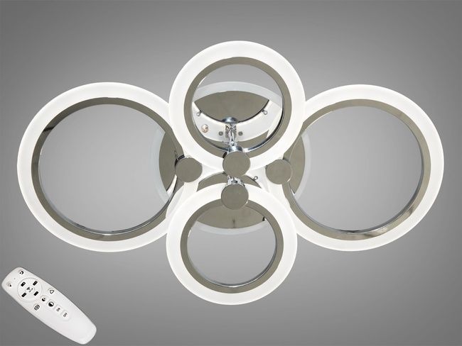 LED-люстра з диммером і кольоровою підсвіткою, колір хром, 80W