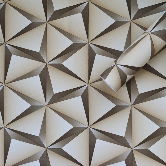 Самоклеющаяся декоративная пленка бежевые 3D треугольники 0,45Х10М (KN-X0205-1), Бежевый, Бежевый