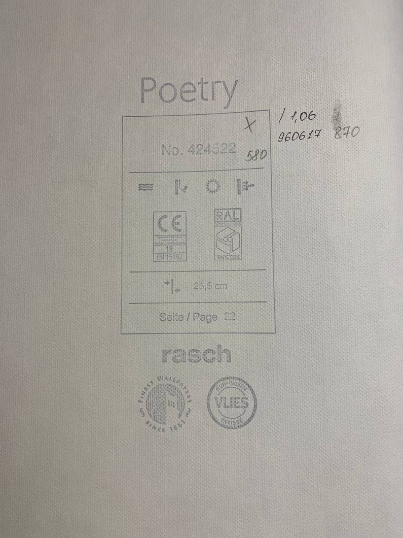 Шпалери вінілові на флізеліновій основі Rasch Poetry сіро-бежевий 1,06 х 10,05м (960617)