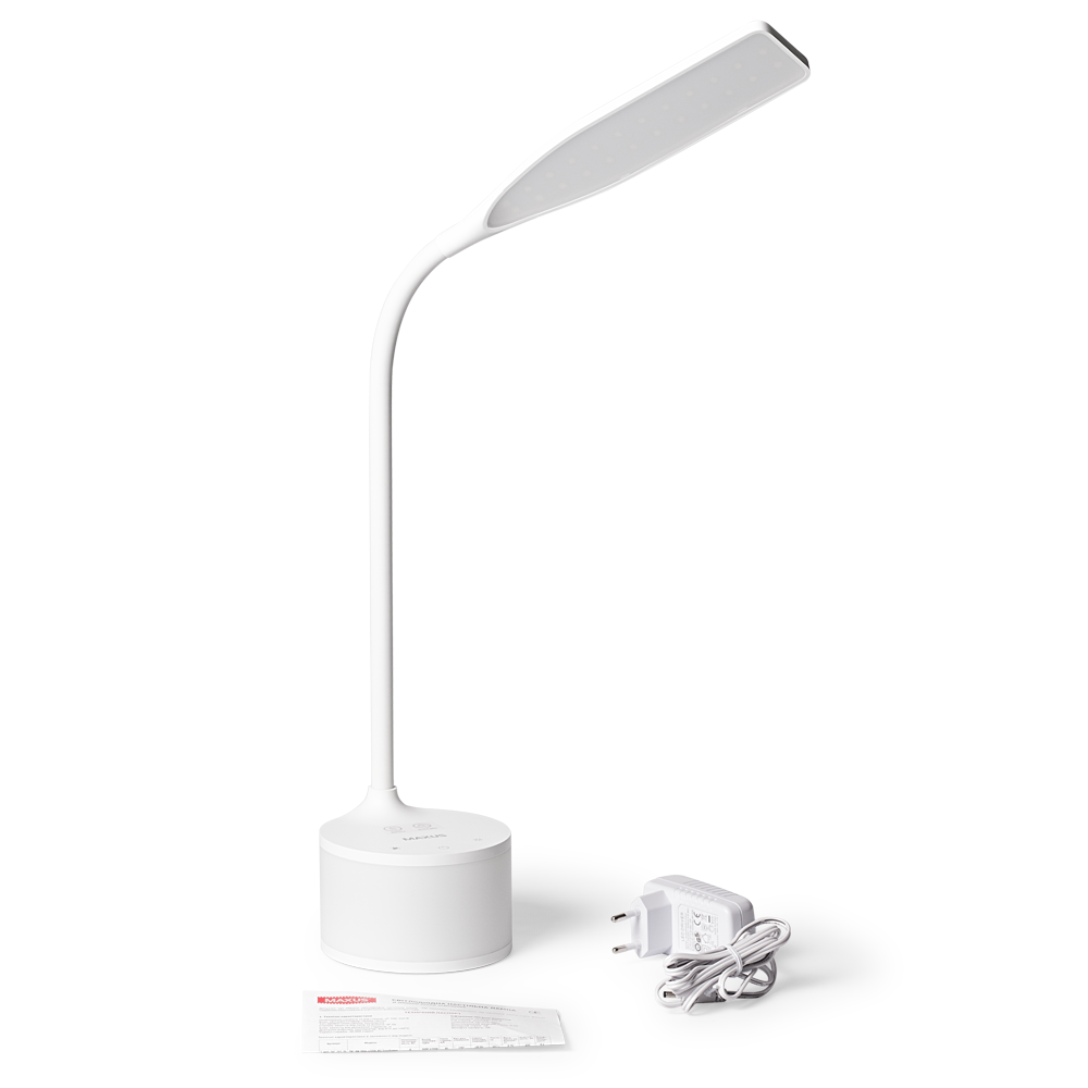 Настільна лампа MAXUS DKL 8W 4100K WH RGB біла (1-MAX-DKL-001-03), Білий, Білий