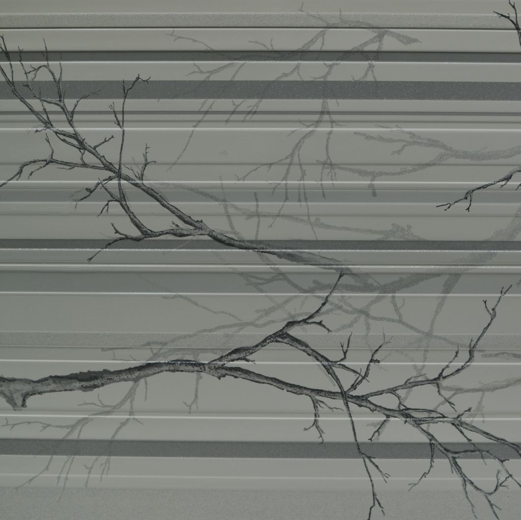 Панель стеновая декоративная пластиковая ПВХ "Ветка серая" 957 мм х 480 мм (303вс), Серый, Серый