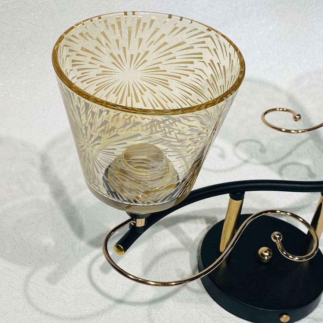 Люстра 2 лампы, золотая в гостиную, спальню стекло в классическом стиле (XA1318/2), Золотой, Золотой