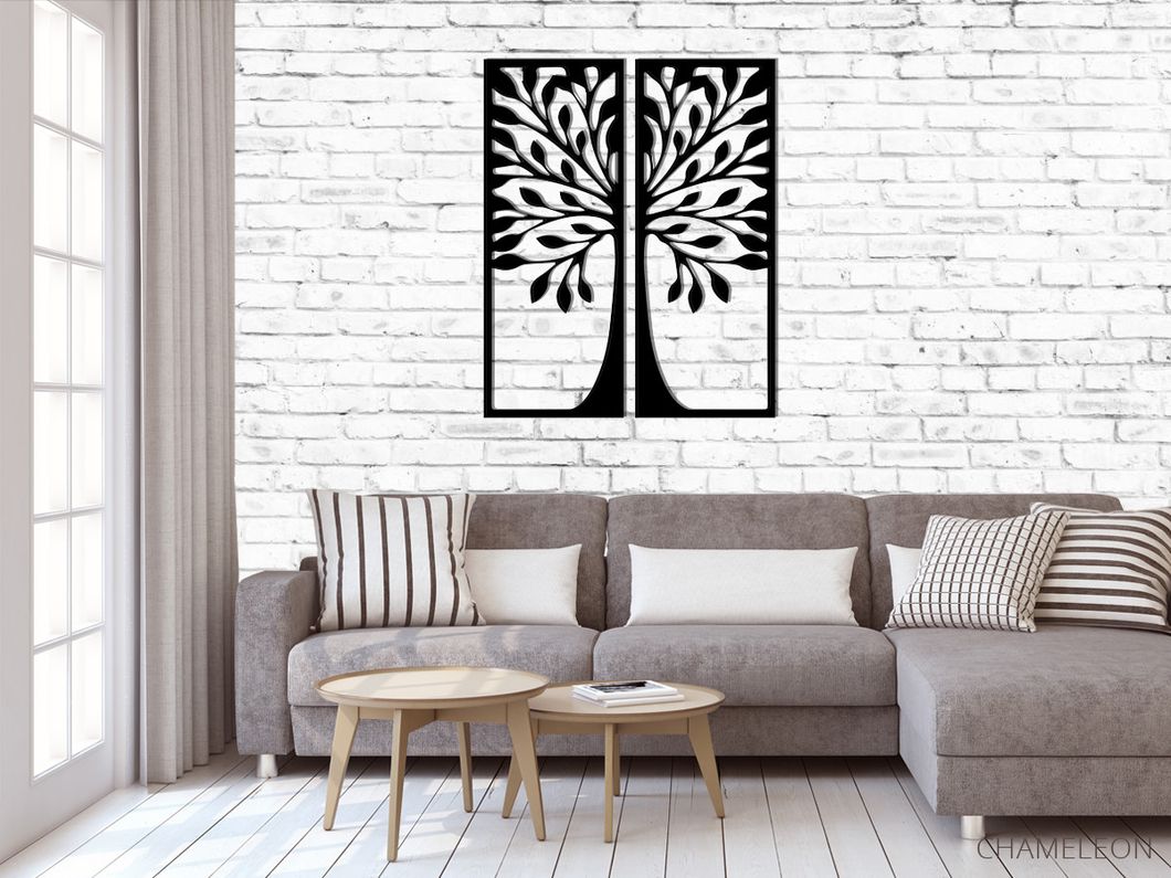 Панно картина з дерева декор на стіну Дерево Х чорна 0,43 х 0,34м (301-Mpn71)