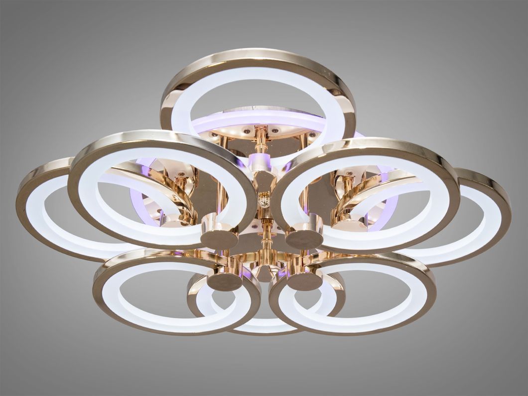 Потолочная люстра с диммером и LED подсветкой, цвет хром, 125W