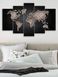 Модульна картина на стіну у вітальню/спальню "Карта світу чорний тонах LV" 5 частин 80 x 140 см (MK50232)