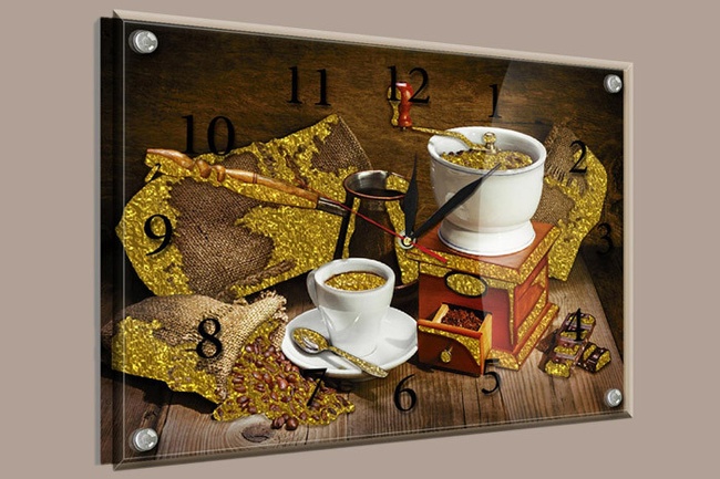 Часы-картина под стеклом Кофе 30 см x 40 см (3821 - В21)