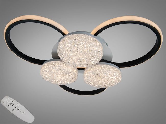 Люстра LED Diasha біло-чорна 82W пульт 3+3