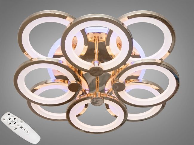 Потолочная люстра с диммером и LED подсветкой, цвет хром, 125W