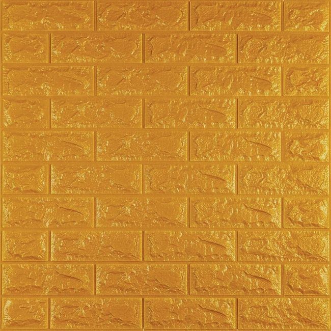 3D панель самоклеющаяся кирпич Золотой 700x770x7мм (011-7) SW-00000052, Золотой, Золотой