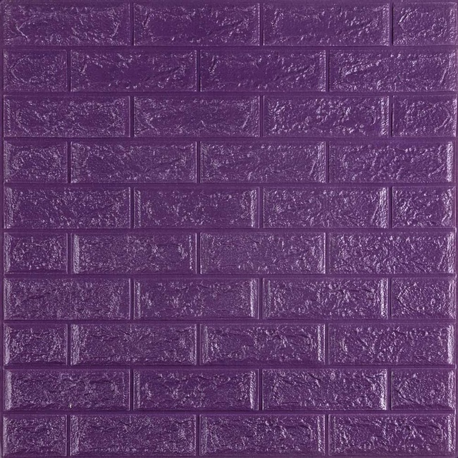 Панель стінова самоклеюча декоративна 3D Цегла Фіолетова 700х770х5мм (016-5), Фиолетовый, Фіолетовий